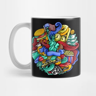 American Icon Doodle Vector Design Illustration Mug